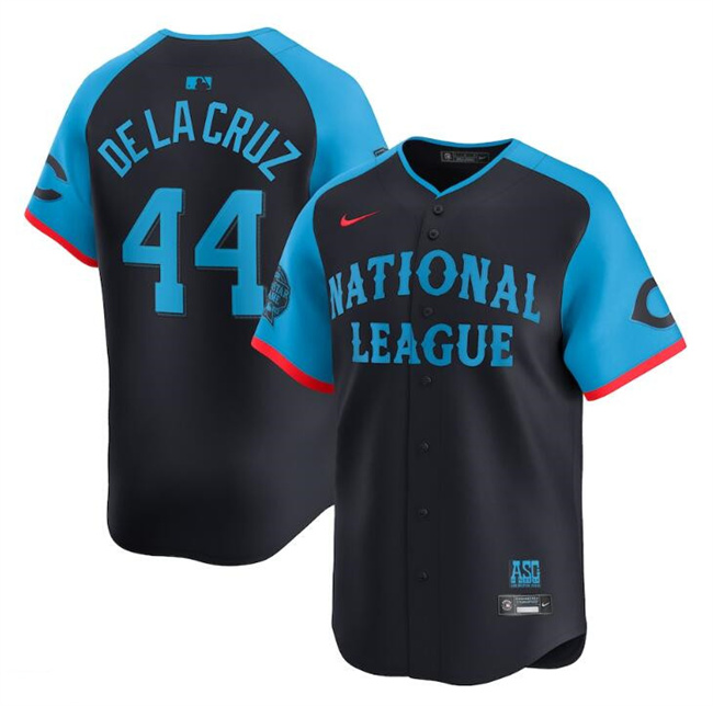 Men's National League #44 Elly De La Cruz Navy 2024 All-Star Limited Stitched Baseball Jersey Men's National League #44 Elly De La Cruz Navy 2024 All-Star Limited Stitched Baseball Jersey